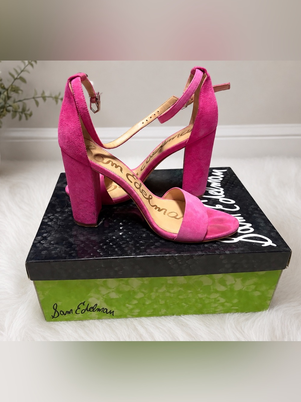 Sam Edelman Yaro Block Heel Sandal Hot Pink Magenta Size 9